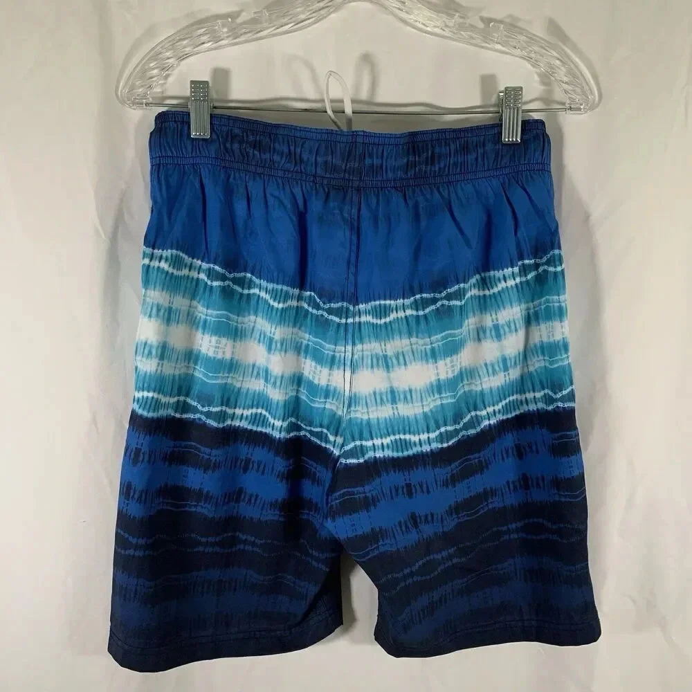 Speedo Board Shorts Men's Small Blue Water Print Lined Drawstring Pull On